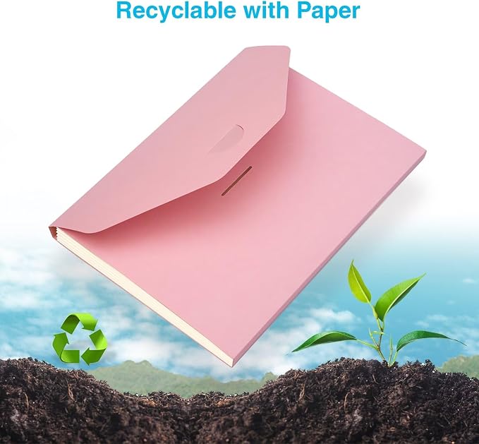 Expanding File Folder Accordion Folders ECO Friendly 6 Pocket Organizer Pink - Image 2