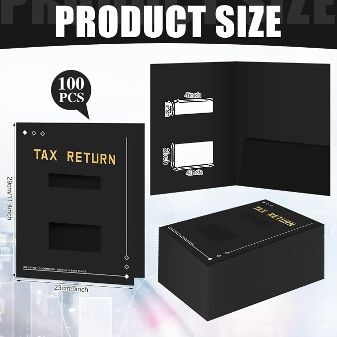 Mooliwe 100 Pcs Black Tax Return Folders Bulk 9 x 11.25 Inches Income Tax - Image 2