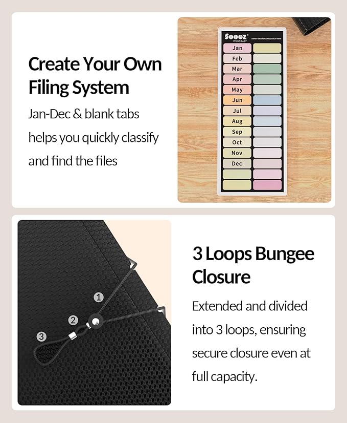 Sooez Upgraded Accordion File Organizer, Expanding File Folder - Image 5
