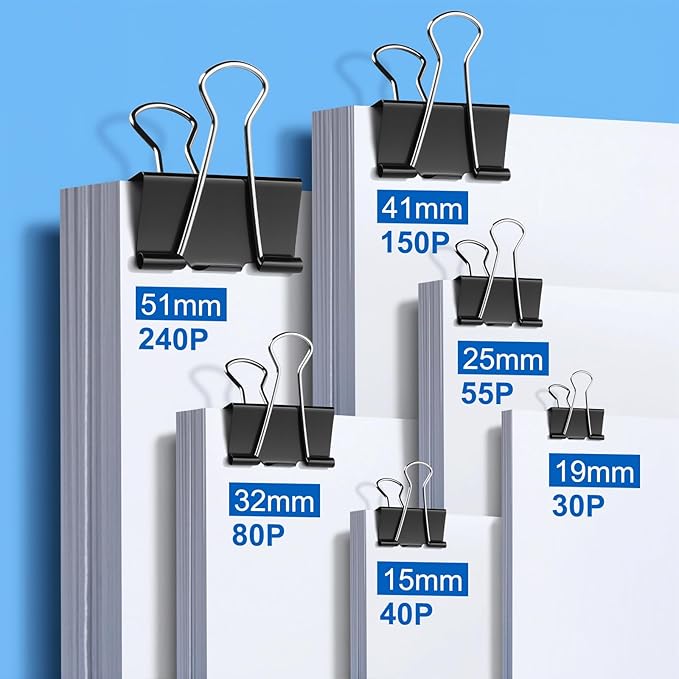150 PCS Binder Clips Assorted Sizes, Extra Large Medium Small Mini and Micro - Image 5