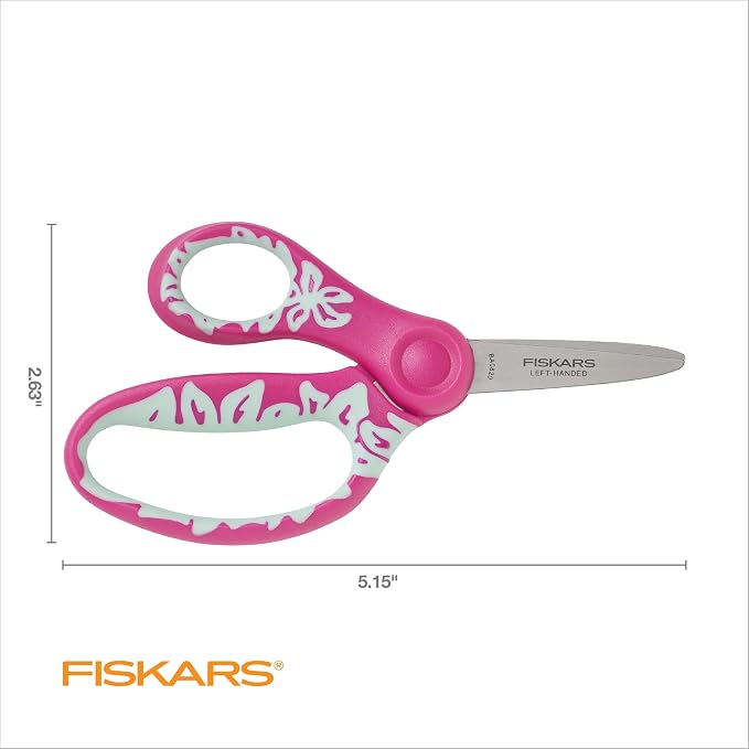 Fiskars 5" SoftGrip Left-Handed Kids Scissors, Pointed Tip, Safety Edge - Image 5