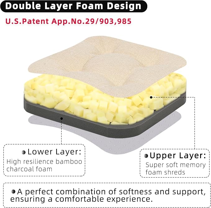 GOFORIT Chair Cushions, Tufted Shredded Memory Foam Chair Pads, Non-Slip Seat - Image 2