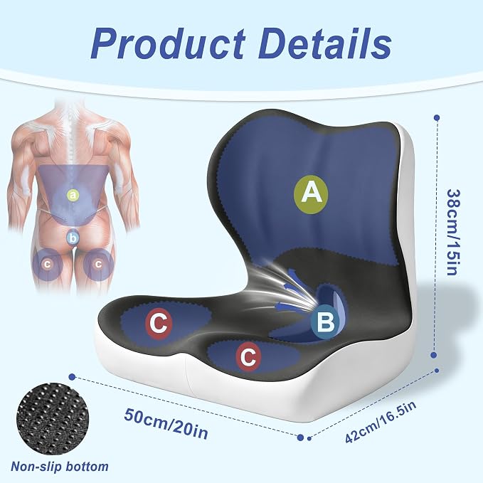 Seat Cushion for Office Chair and Car, Ergonomic Memory Foam Seat Cushion - Image 2