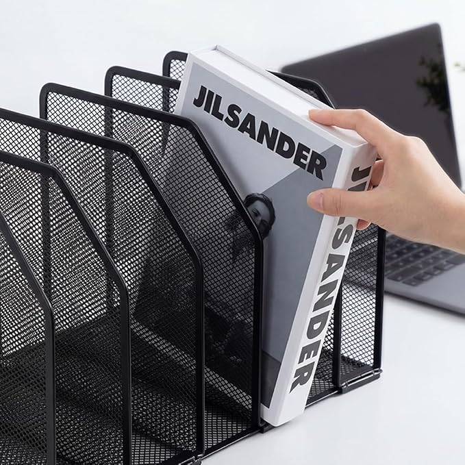 7-Section Vertical Mesh File Sorter, Metal Paper Holder - Image 8