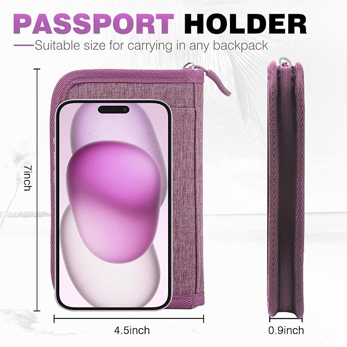 Single Passport Holder for Travel, RFID Travel Document Organizer for Women - Image 2