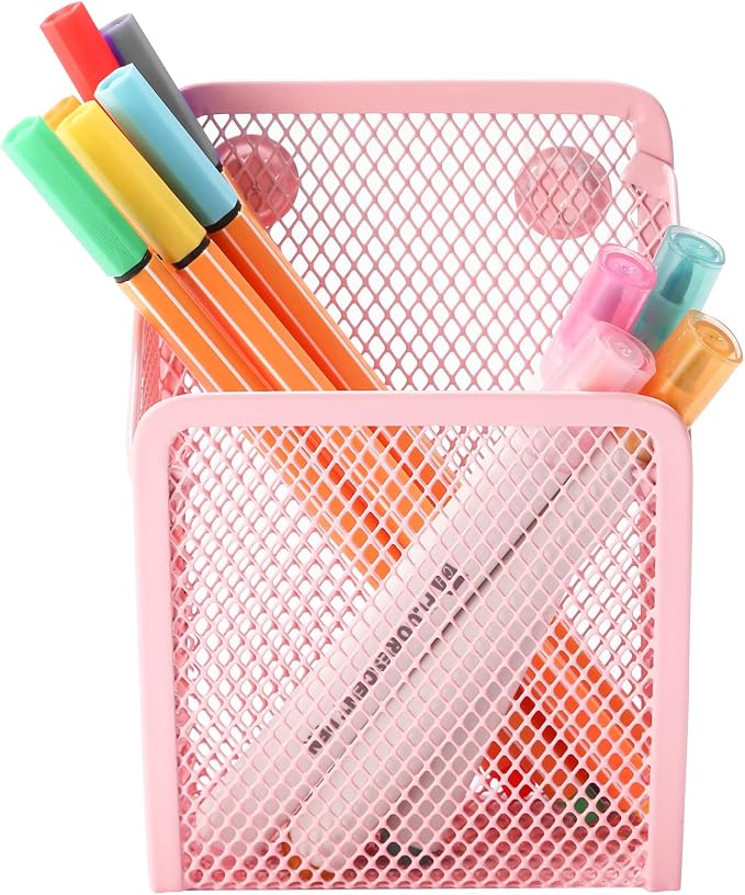 Magnetic Pencil Holder, Mesh Stainless Steel Pen Basket, Metal Writing Utensil - Image 2