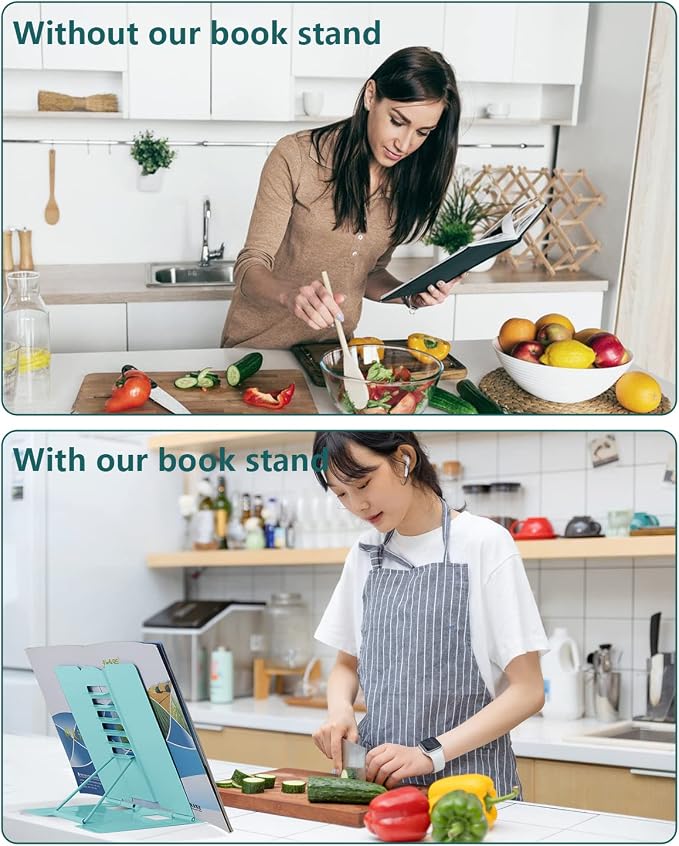MSDADA Desk Book Stand Metal Reading Rest Book Holder Adjustable Cookbook - Image 7