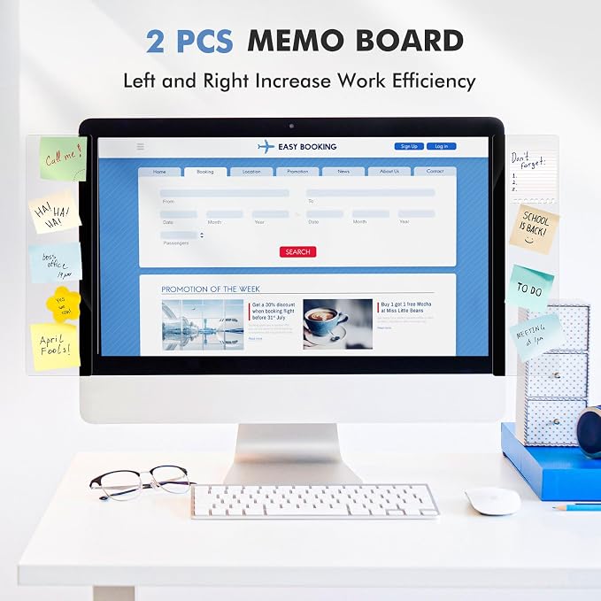 DOLLAR BOSS 2 Pcs 11" x 3.1" Transparent Acrylic Monitor Memo Board | Monitor - Image 2