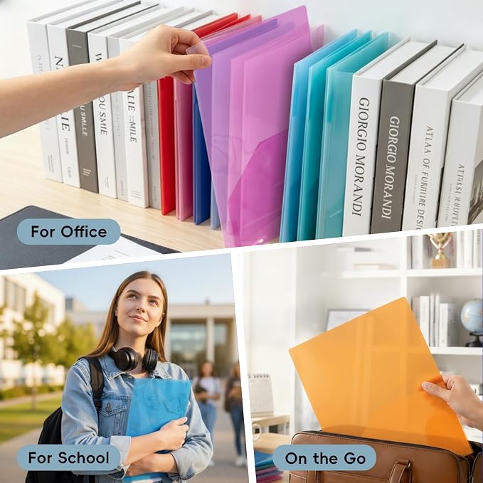 50 Pack Plastic Folders with 2 Pockets, Letter Size, 12 Colors | Polypropylene - Image 7