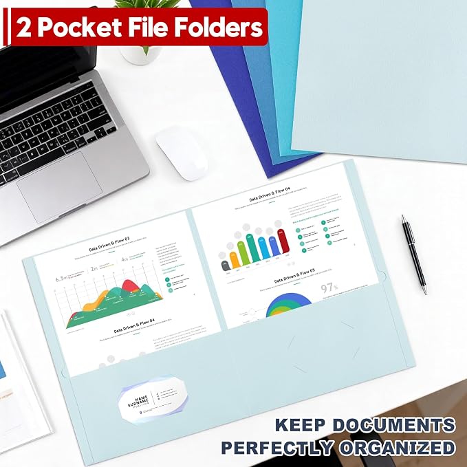 Folders with Pockets, 100 Pack Letter Size Durable Thick Paper 2 Pocket Folders - Image 6