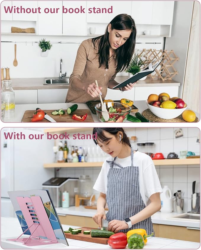 MSDADA Desk Book Stand Metal Reading Rest Book Holder Adjustable Cookbook - Image 7