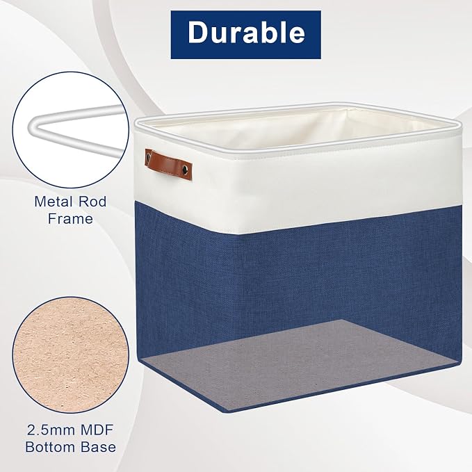 Bagnizer Large Fabric Storage Baskets | 50L Storage Bins, Decorative Linen - Image 4