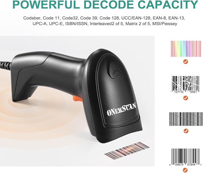 USB Barcode Scanner, Handheld Wired 1D Laser Barcode Reader - Image 2