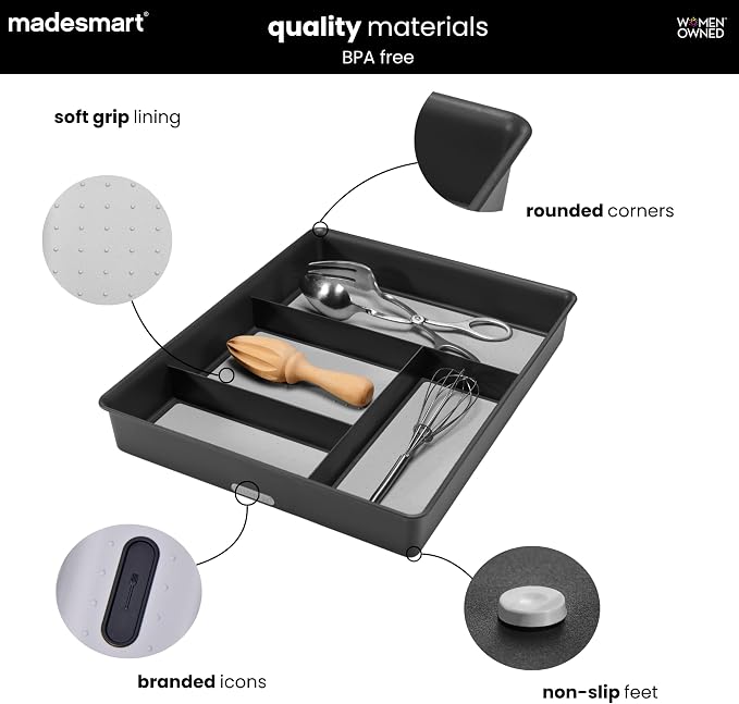 madesmart 4 Compartment Drawer Organizer, Office Tools, & Small Household Items - Image 3
