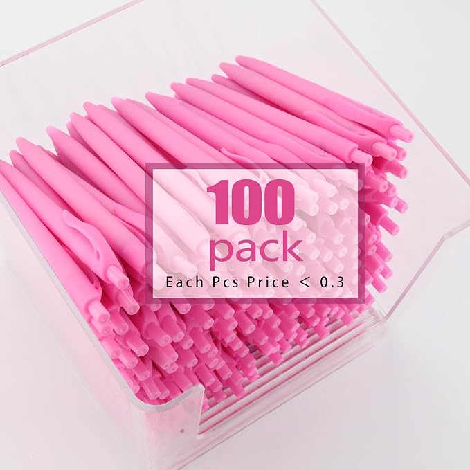 Deegtran Pens Bulk, 100 Pack No Bleed Pink Barrel Click Pens, Medium Point - Image 3