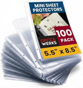 Sheet Protectors 5.5 x 8.5, 100 Pack Heavyweight Clear Mini Page Protectors by Office+Werks
