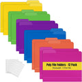 Better Office Products Heavyweight Poly File Folders, 1/3 Cut Tabs, 12 Pack by BetterOfficeProducts