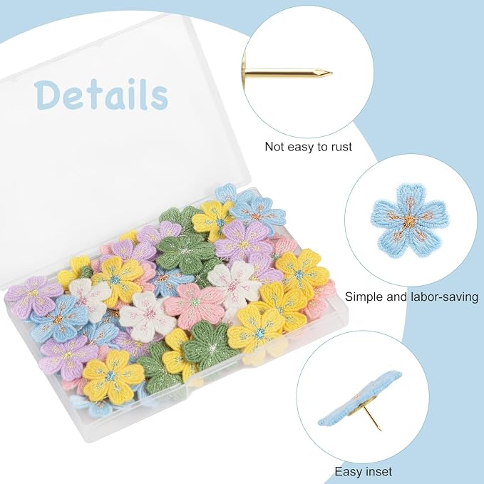 60 Pieces Tulip Decorative Pushpins Flower Thumb Tacks Decorative Florest Push - Image 2