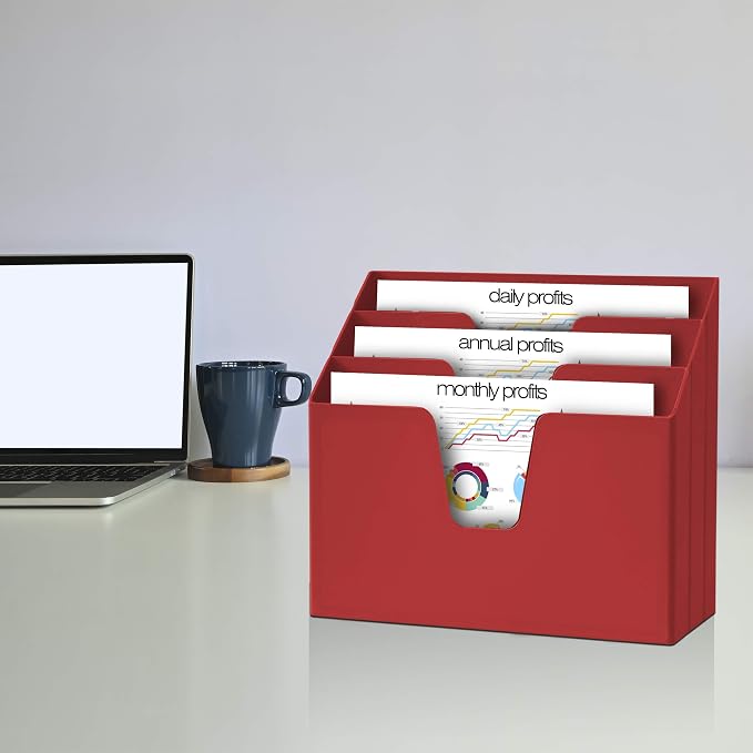 Acrimet Horizontal Triple File Folder Holder Organizer, Open Top Desktop - Image 2