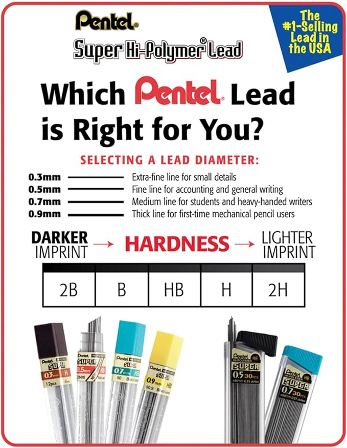Pentel Super Hi-Polymer Lead Refills, 90 Pieces - Image 6