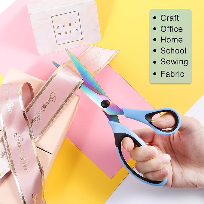 8.5" All-Purpose Scissors, Comfort-Grip Sturdy Scissors - Image 2