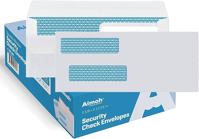 Aimoh #8 Double Window Flip & Seal Security Envelopes by Aimoh