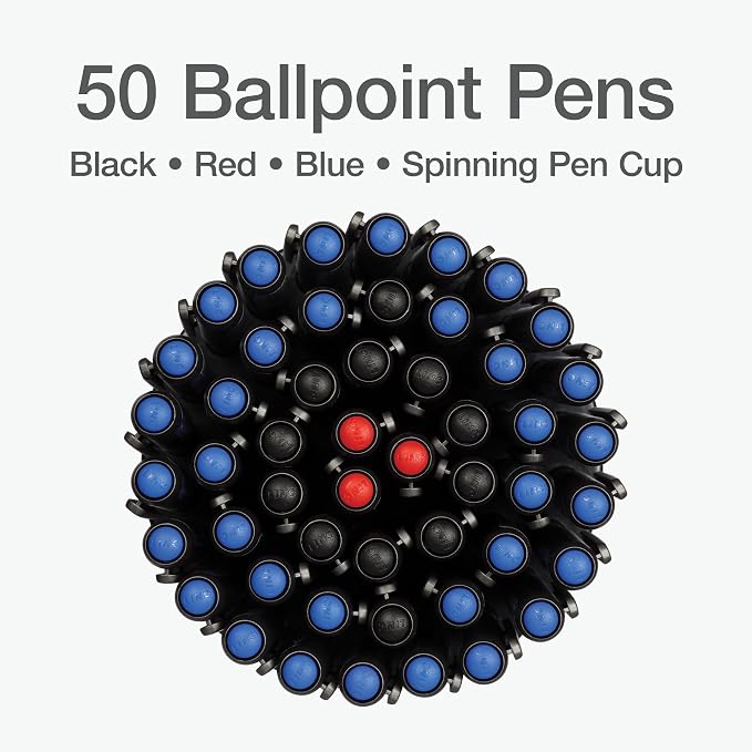 Pentonic Ballpoint Pens In Pen Organizer, Bulk 50 Count, 1.0 mm Medium Point - Image 3