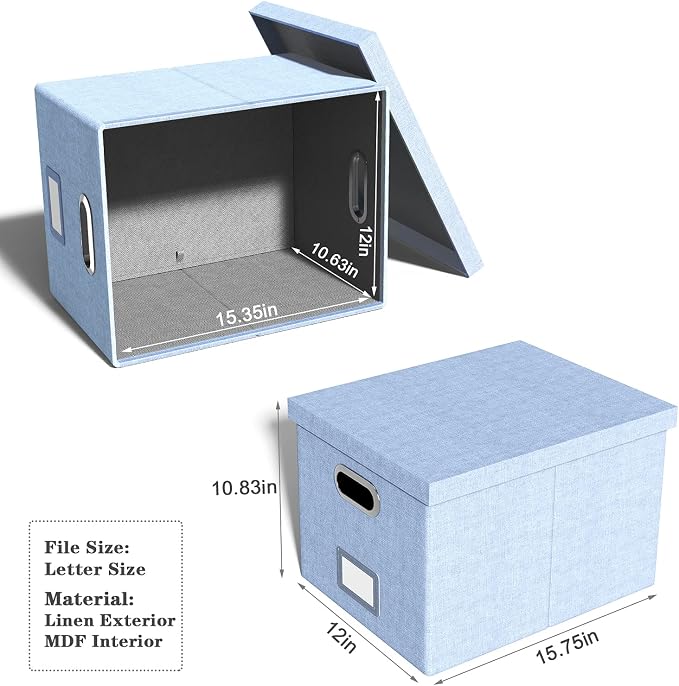 Oterri 2 Pack File Storage Organizer, Filing Box, Portable File Box - Image 3