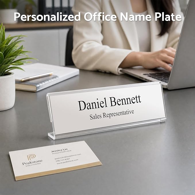 HlIMIEI Acrylic Name Plates for Desks, 10 Pack Clear Name Holders 2 x 8 - Image 2