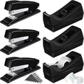 Thenshop 6 Pcs Desk Staplers Tape Dispensers Sets Black Staplers by Thenshop
