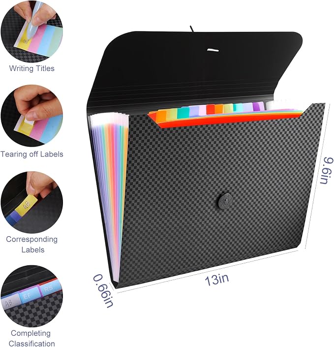 13 Pocket Expanding File Organizer, Accordion Document Folder - Image 2