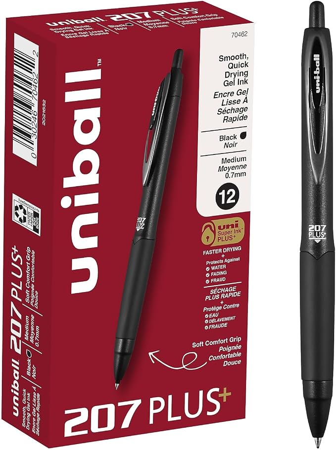 uniball™ 207 Plus+ Retractable Gel Pens, Medium Point, 12 Pack by uni-ball