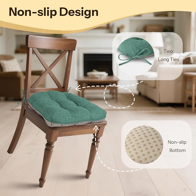 Non Slip Chair Cushions for Dining Chairs Set of 4 Kitchen Chair Cushions - Image 3