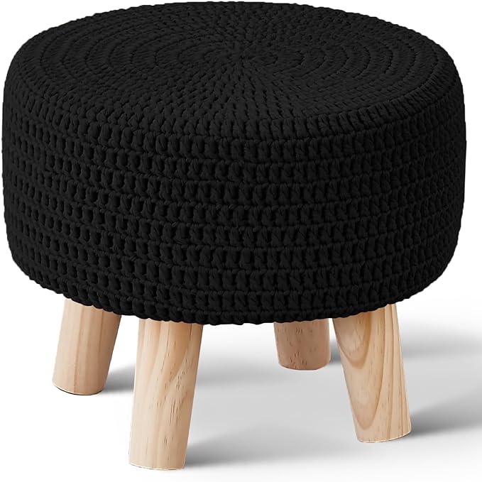 Wimarsbon Small Ottomans, 100% Hand Knitted Pouf Ottoman, Round Footrest by Wimarsbon