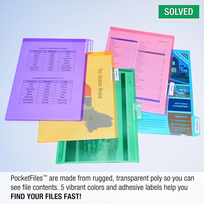 Ultimate Office PocketFile™ Clear Poly Document Folder Project Pockets - Image 3