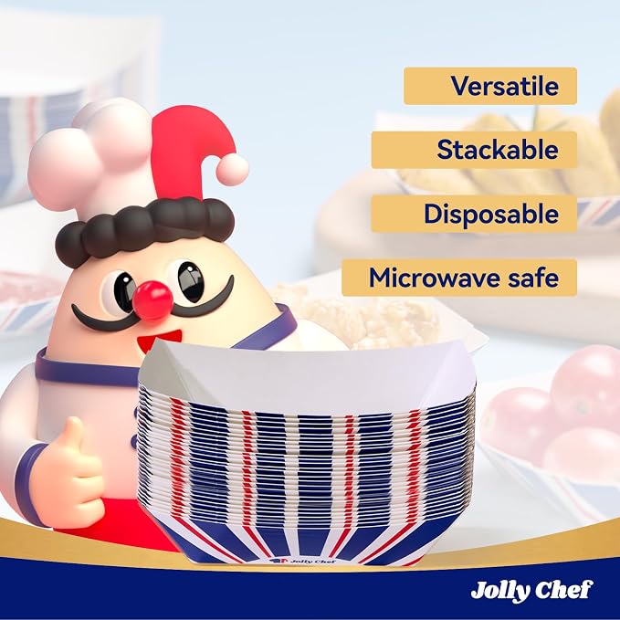 JOLLY CHEF Disposable Paper Food Trays, Paper Food Boats - Image 3