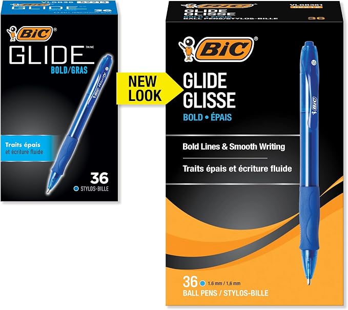 BIC Glide Bold Blue Ballpoint Pens, Bold Point, 36-Count Pack, Retractable - Image 2