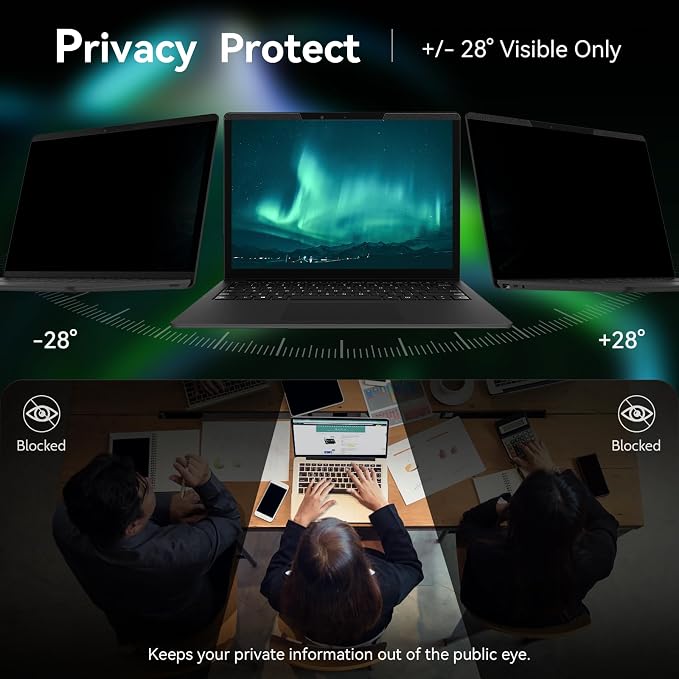 Magnetic Laptop Privacy Screen 14 Inch 16:10 Aspect Ratio Anti-Glare Blue Light - Image 3