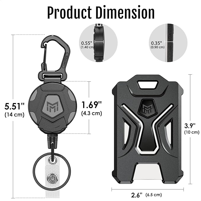 MNGARISTA 2-Pack Retractable Badge Holder, Heavy Duty Carabiner Keychain - Image 4