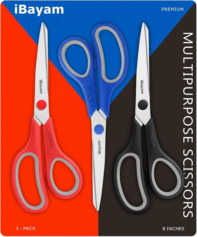 iBayam 8.5" Household Scissors All Purpose 3 Pack, Right/Left Handed - Image 8