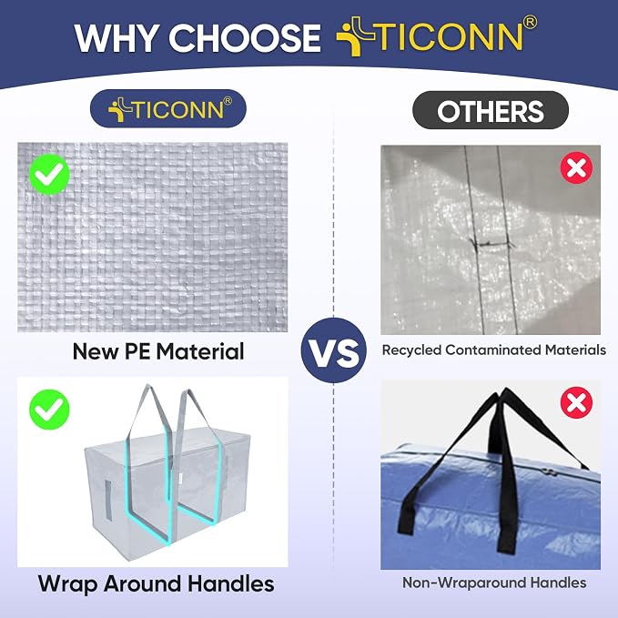 TICONN 6 Pack Extra Large Moving Bags Heavy Duty - Image 4