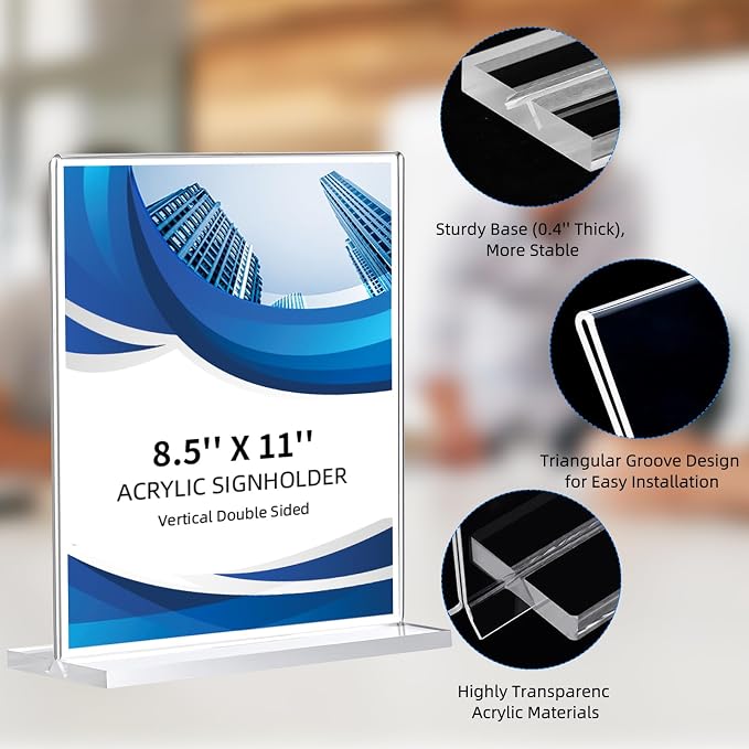 10 Pack Acrylic Sign Holder 8.5 x 11, Double-Sided Clear Sign Holder Plastic - Image 5