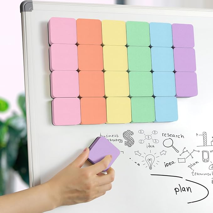 MaxGear Magnetic Dry Erase Erasers, 24 Pack Whiteboard Eraser Macaron Color | - Image 6