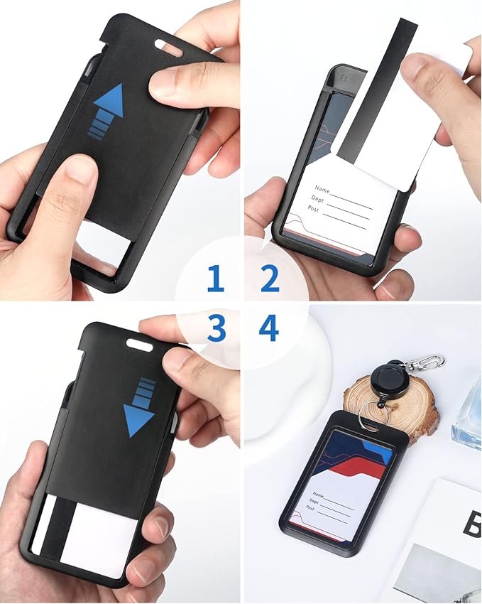 Uniclife 6 Pack Sliding ID Badge Holder Vertical Hard Plastic Case - Image 6