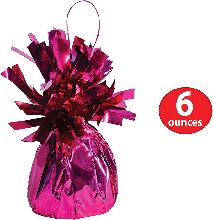 Beistle Metallic Wrapped Balloon Weight – 12 Pack, Cerise Pink Balloon - Image 2