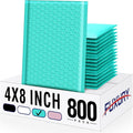 Fuxury Teal Bubble Mailers 4x8" 800 Pack, Waterproof Padded Envelopes Self Seal by Fuxury