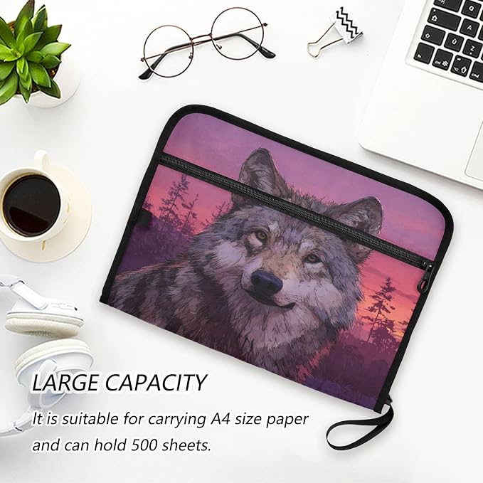 Wolf Purple Accordion File Organizer Expanding Document Folder - Image 6
