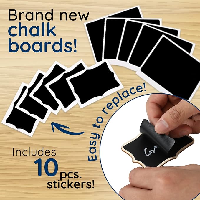 Mini Chalkboard Signs, 20 Pack Framed Small Chalk Board Food Labels - Image 3