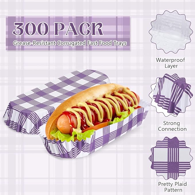 Yinkin 300 Pcs Paper Hot Dog Trays Valentine's Day 6 Inch Food Trays Concession - Image 3