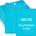 Geyee 100 Pcs Clasp Manilla Envelopes 9 x 12 Inch Gummed Colored Envelopes by Geyee